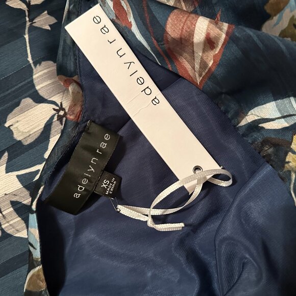 Adelyn Rae Navy Blue Floral Print Ruffled One-Shoulder Dress - Picture 7 of 7